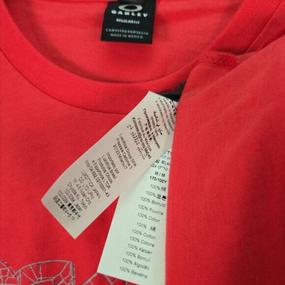 NWT Oakley T-Shirt Spellout Logo Tee 100% Cotton Red Short Sleeve Men's Size M - Picture 9 of 10